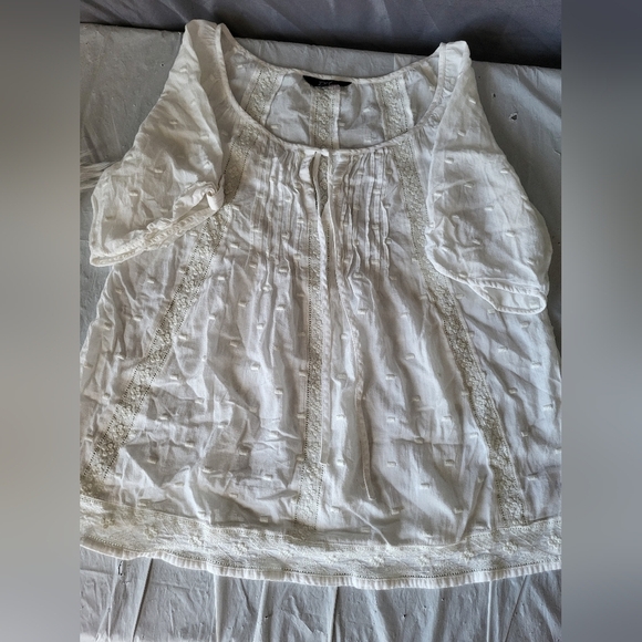 DH3 White Boho Blouse, Size Small - Picture 3 of 5